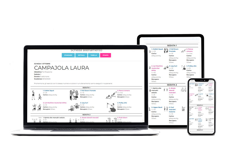 Software palestra per schede di allenamento 